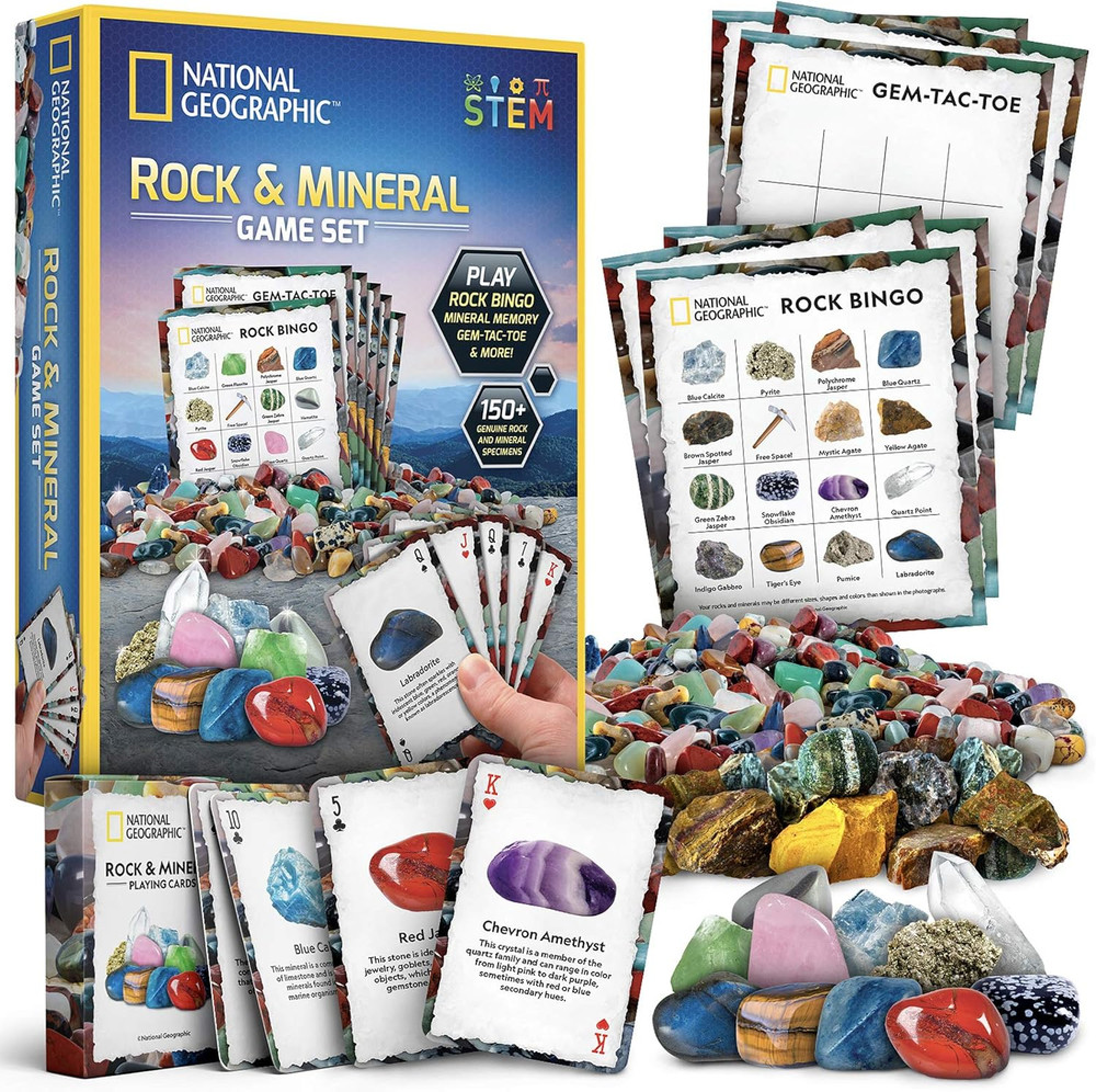 National Geographic Rock Bingo Game – Play Rock Bingo, Mineral Memory, Gemstone
