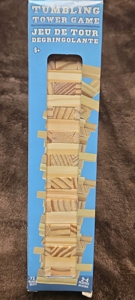 72 Pc Set Tumbling Tower Game Wooden Stacking Blocks NIB Game Night Party Family