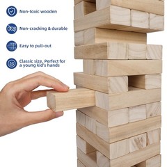 Tumbling Tower Blocks Games,Large Wooden Blocks Stacking Game for Kids Adults…