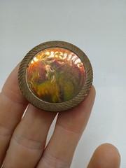 Vintage Brass & Plastic Pog Slammers, Lot Of 4, Yin Yang, Holographic,snake,skul