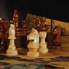 15” Walnut Chess Set with Storage Board for Adults & Children, 2 Players