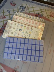 Luxury American Mahjong Tile Set + Matching Floral Mat | White Acrylic | New