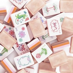 American Mahjong Game Set, 160 Pearl Pink and Orange 4 Layered Mahjong Tiles