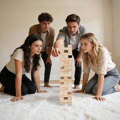 Tumbling Tower Blocks Games,Large Wooden Blocks Stacking Game for Kids Adults…