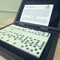 Luxury Manopoulos Dominoes Set W/Wood Case Handmade in Greece (SEALED NEW)