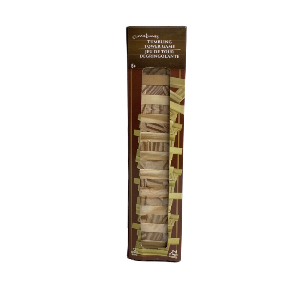 Tumbling Tower Game 72pc Wooden Stacking Blocks Classic Games Factory Sealed