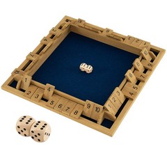 Shut The Box Game for 2-4 Players, 24 Inch Extra-Large Wooden Board w/10 Numbers