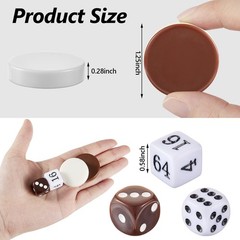 30 Pcs Backgammon Pieces Checkers, 1.25 Inch Beige, White and Brown