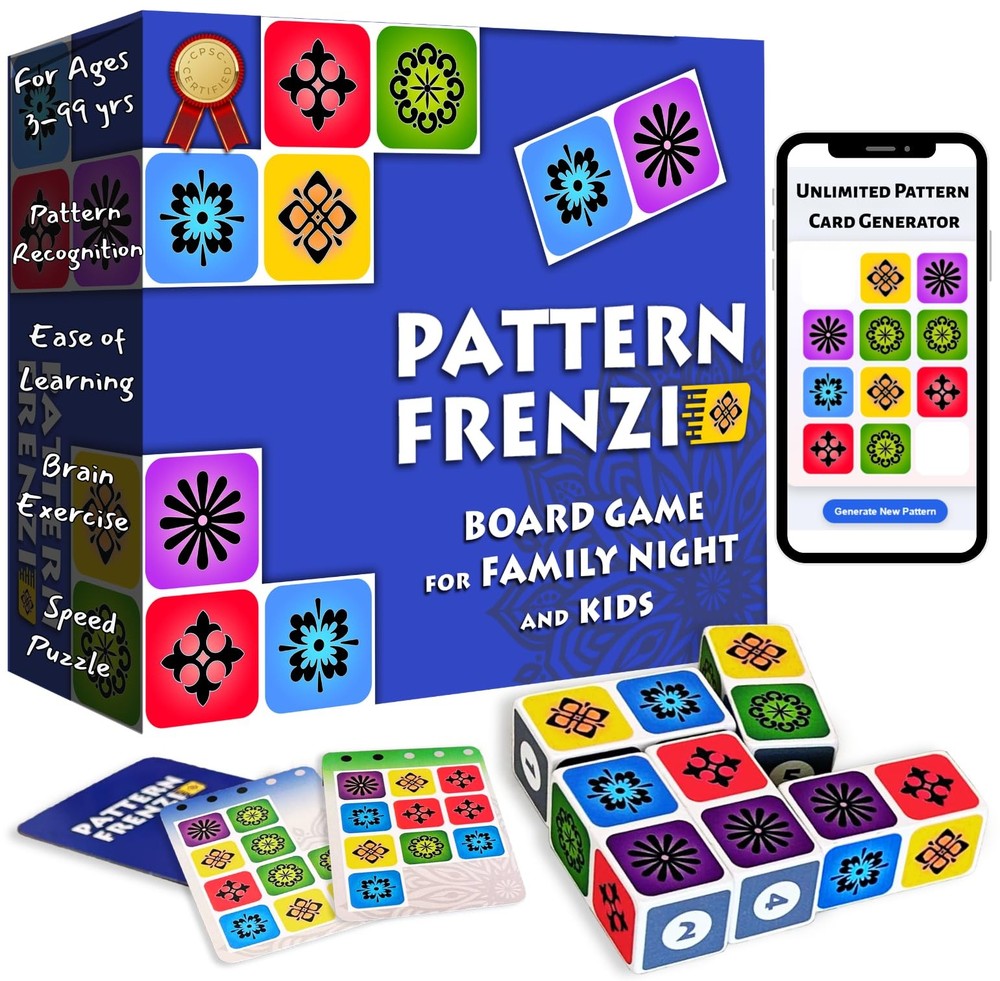 Pattern Matching Board Game for Kids & Adults, Family Night Board Games, Bloc…