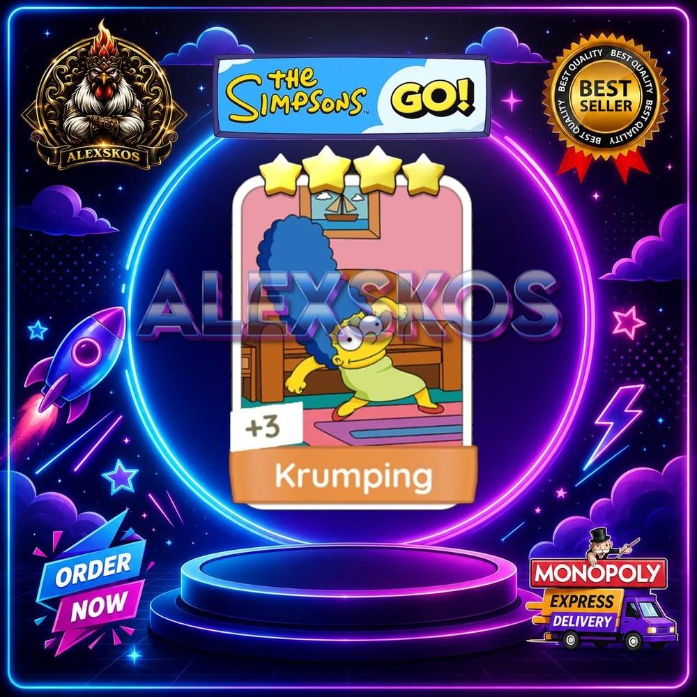 Krumping ⭐Monopoly Go Sticker MOGO The Simpsons Go! Stickers 🌟Fast Delivery