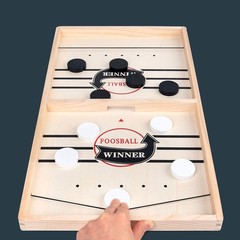 Fast Sling Puck Game Wooden Board Table Hockey Games Montessori Toy JQ