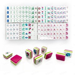 Vibrant Layered Mahjong Tiles Full American Style Set of 160 Tiles Crystal Red