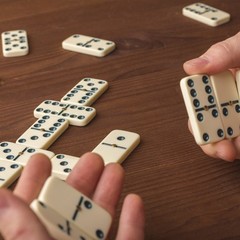 Premium Domino Set of 28 Double Six Dominoes Wood Box Center Pins for Easy Flip
