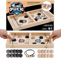 Fast Sling Puck Wooden Game for Kids & Adults Family Fun 2 Player New