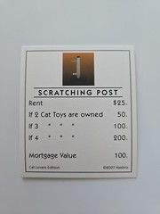 2006 Monopoly Cat Lovers Edition Scratching Post Toys Deed Card Game Piece Part