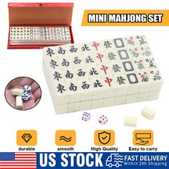 Portable Mini Mahjong Set, Indoor Entertainment Accessories with Carrying Case