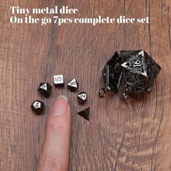 7 Pcs Mini Dice Set, DND Dices Metal Micro Miniature Dice with Hollow Necklac…
