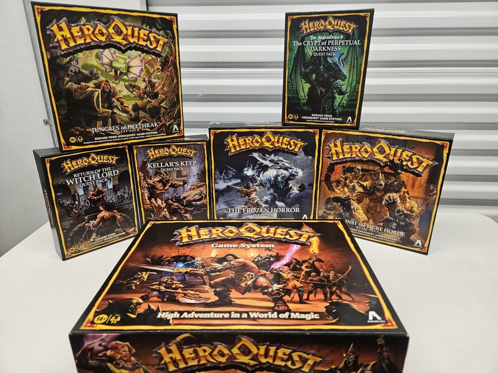 NEW Large Teir Hasbro HeroQuest Main Game System With 6 Expansions Mega Bundle