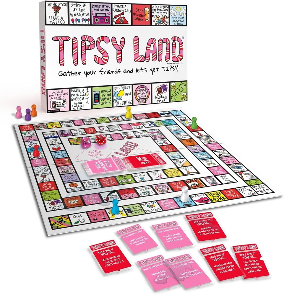 Tipsy Land Board Game Party Game for Adults 3-8 Players Fun Night Activity
