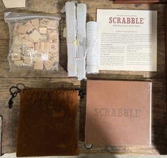 Scrabble Heirloom Edition with Rotating Solid Walnut Cabinet Turntable Open Box