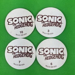 Lot of 4 Sonic The Hedgehog Pogs from Sega 1995 Sally Dr Robotnik Tails Knuckles
