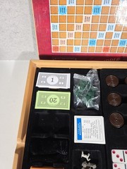 Monopoly Scrabble +4 Classic Games Solid Wood Cabinet Some Parts Sealed Unused