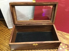 Wooden Domino Set with 28 Brass Inlay on 4″ x 1 7/8″ Tiles & Storage Box