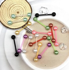 48Pcs 14G Glow in Dark Flexible Acrylic Straight Tongue Barbell Nipple Ring R…