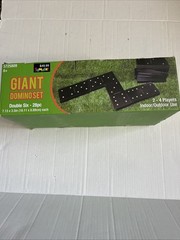 Dominoes Double Six Jumbo Set of 28 Black title w/White Dots (US Seller)