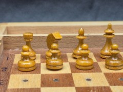 Vintage Soviet Wooden Pegged Chess Set Folding Wooden Box USSR