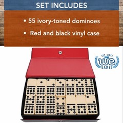 WE Games Double Nine Dominoes – Ivory Color Tiles, Club Size