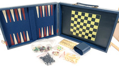 Castle Classics Game Case Backgammon Chess Checkers Dominoes Poker Dice