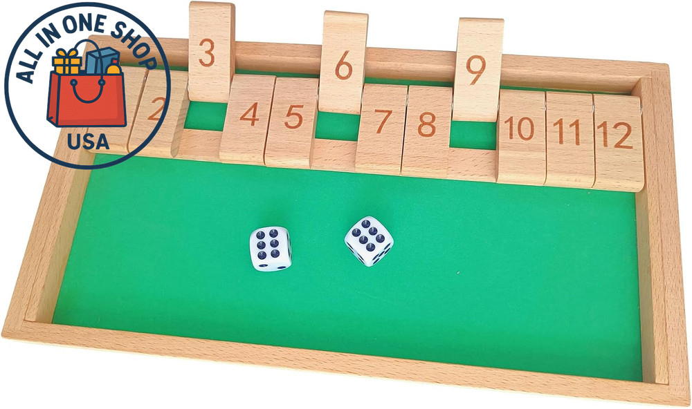 Wooden Cognitive Games for Seniors – 12 Number Shut the Box Kit for Alzheimer’s