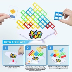 48PCS Stack Game for Adult & Kids, Tetra Board Tower Games for Family Travel….