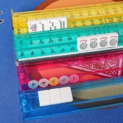 American Mahjong Game Set, 166 White Tiles, 4 All-in-One Color Rack/Pushers,…