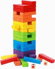 48 Pcs Tacobear Colorful Wooden Stacking Board Games Building Blocks