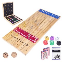 Extra Large 28″ Foldable Horse Race Board Game – Wood Chessboard, Metal Horses,
