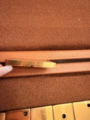 Vintage Mid-Century Solid Brass Double Six Dominoes Set(28) in FauxLeather Case