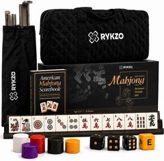 American Mahjong Set with 166 Engraved Tiles, Racks with Integrated Pushers, Til