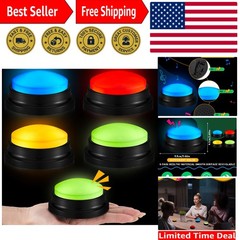 Vibrant 4 Piece Recordable Buzzer Set with Light-Up Feature for Trivia Games