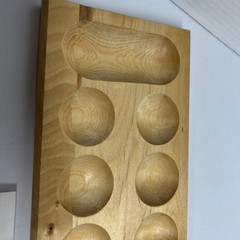 Oak Finished Wood Board w/ Gemstone Pieces MANCALA – 2001 Cardinal Solid Wood