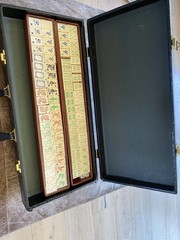Vintage American MahJongg Set Embossed Wood Tiles And Faux Alligator Case