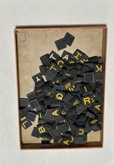 EYE REST ANAGRAMS EMBOSSED YELLOW NEAR 100 yr PRE-SCRABBLE GAME TOYS that TEACH