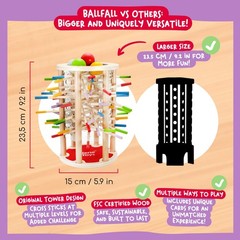 BALLFALL Jumbo – Montessori Wooden Board Game for 3 4 5 6 Years – Colorful St…