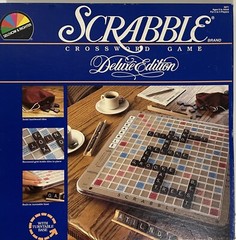 Vintage Scrabble Deluxe Edition 1987 Rotating Turntable Board Game Wooden Tiles