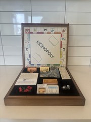 Monopoly & Clue Board Games Deluxe Vintage Ed. 2-in-1 Game Collection Wood Board