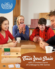 Wooden Cribbage Board Game Set, Continuous 3 Track for 2-3 Players, Travel Cribb