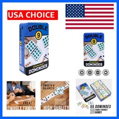 Double 9 Colored Dot Dominoes Travel Tin Set, 2 to 8 Players Ages 8 to 99