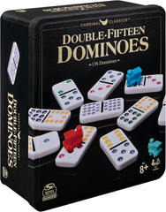 Spin Master Games, Cardinal Classics Double 15 Dominoes Set in Storage Tin, Fami