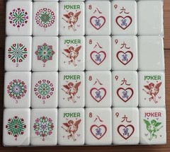 Complete American Mahjong Set Engraved Acrylic Heart Motifs 166 4-Layer Tiles